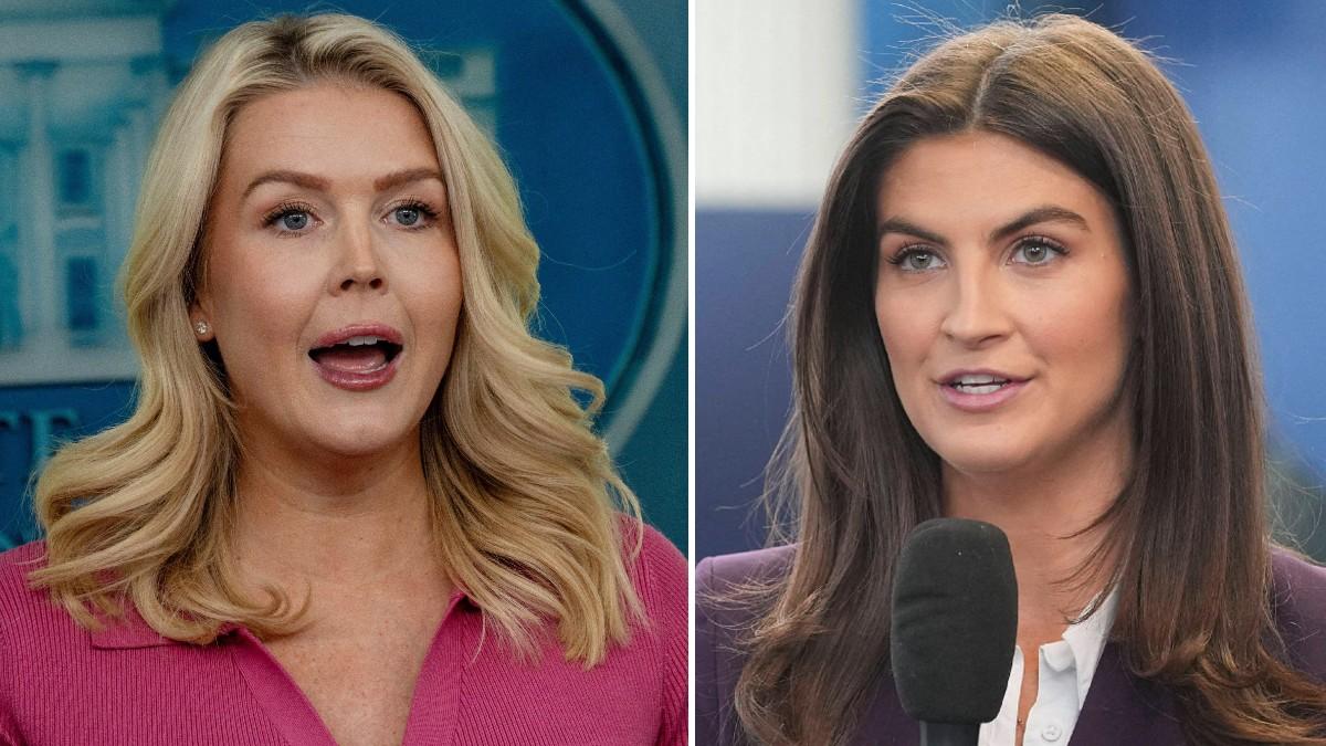 split photo of Karoline Leavitt, Kaitlan Collins. 