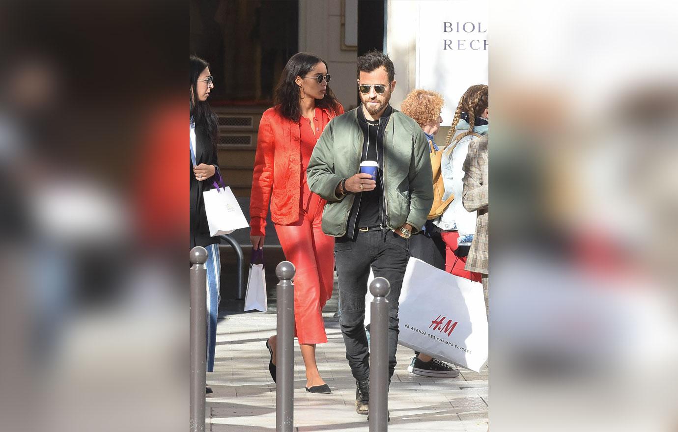 Justin Theroux and Laura Harrier in Paris