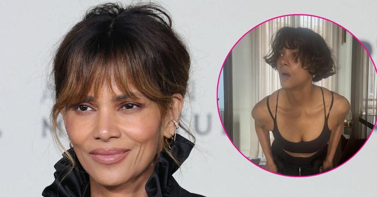 Halle Berry Nearly Spills Out of Her Workout Set in Hot Photos