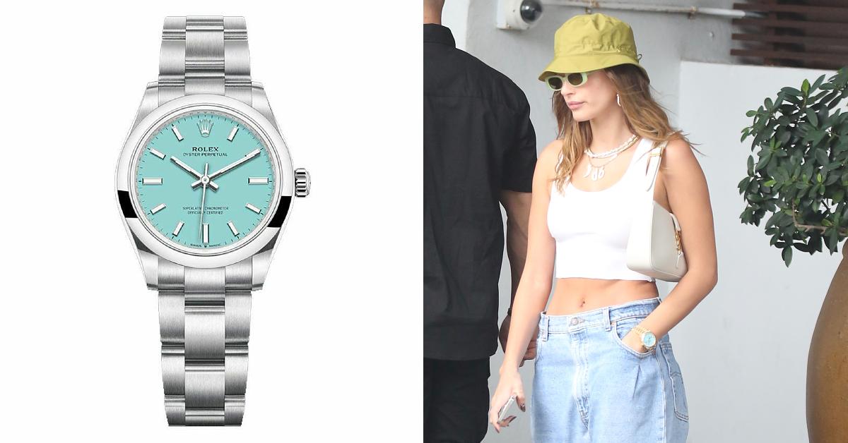 Hailey Bieber Wears 57 300 Rolex Oyster Perpetual Day Date