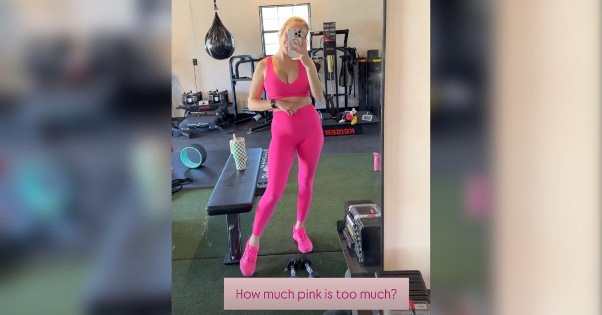 brittany mahomes postpartum body hot pink workout set baby birth photo