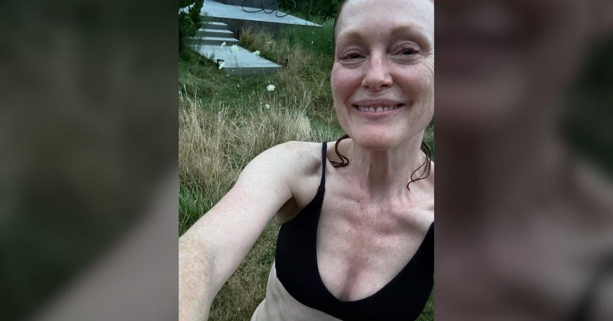 Photo of Julianne Moore looked stunning in a black bikini. 