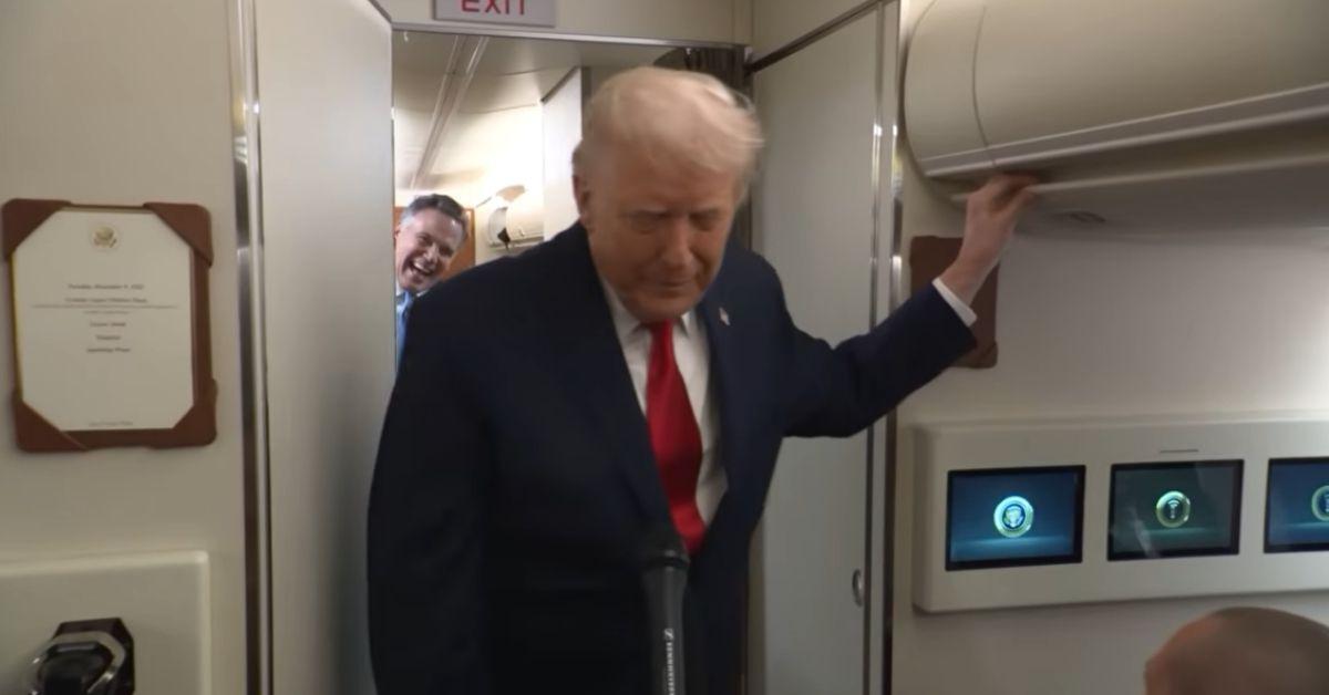 image of The president joked about the moment while continuing to answer reporters’ questions.