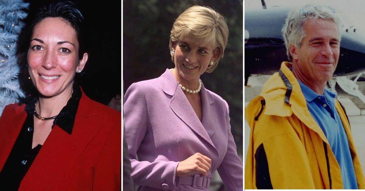 photo of Ghislaine Maxwell, Princess Diana and Jeffrey Epstein
