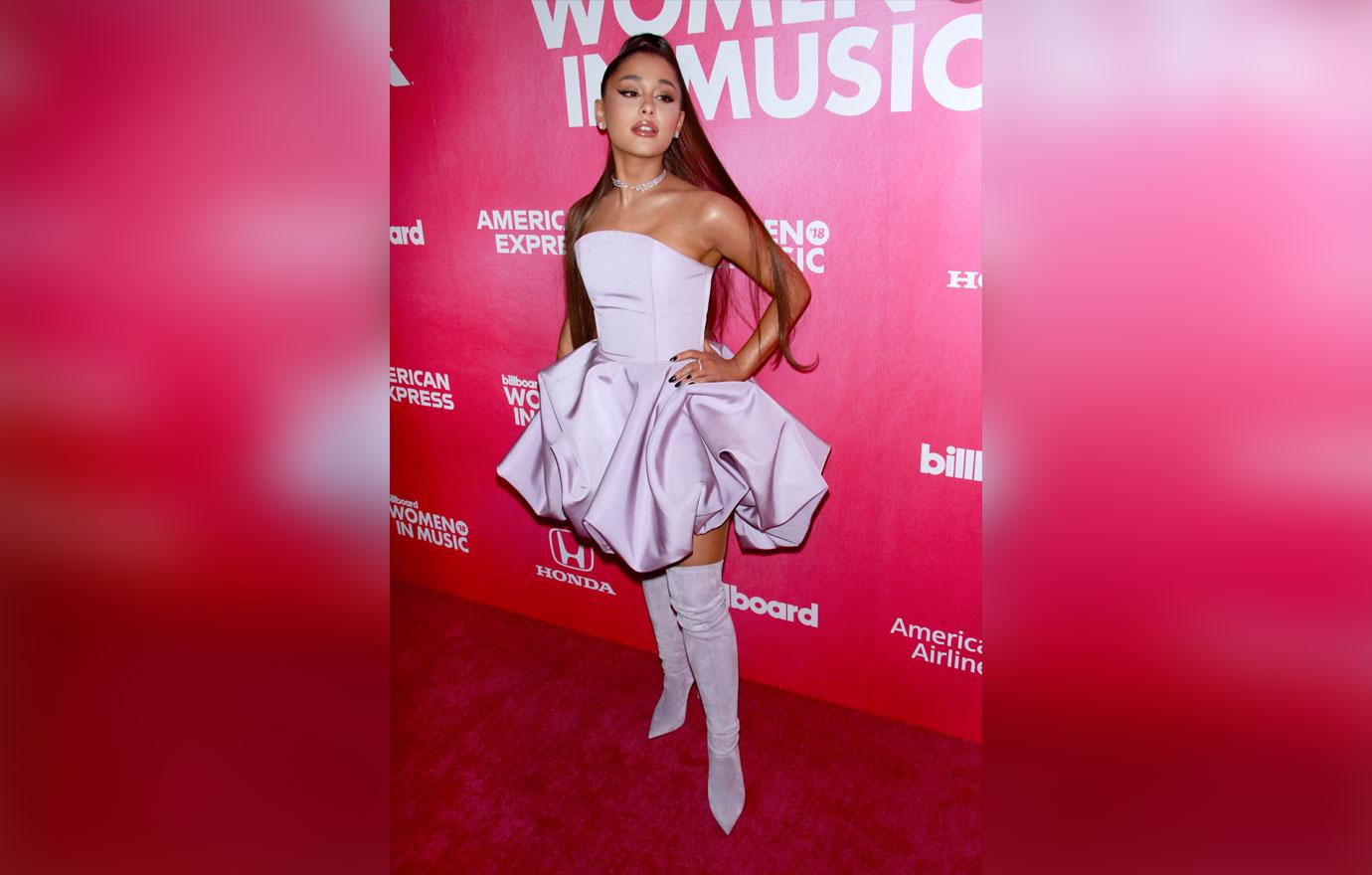 Ariana Grande Women In Music Wearing Pink Dress ariana grande cries onstage