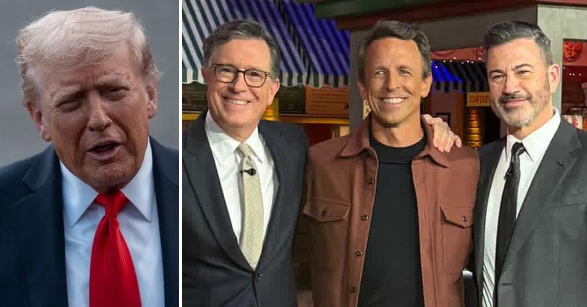 Image of Donald Trump, Jimmy Kimmel, Stephen Colbert and Seth Meyers.
