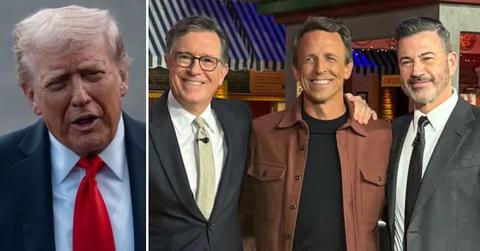 Image of Donald Trump, Jimmy Kimmel, Stephen Colbert and Seth Meyers.