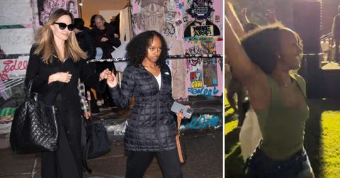 Photo of Angelina Jolie and daughter Zahara and an image of Zahara dancing