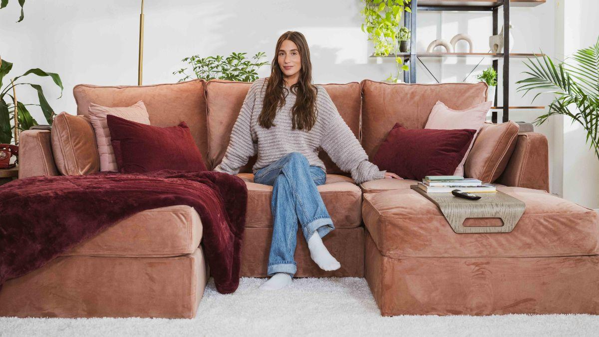 image of The Bravo star loves hanging out on her Lovesac couch! 