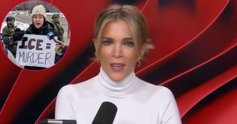 composite photo of megyn kelly and an ICE protester