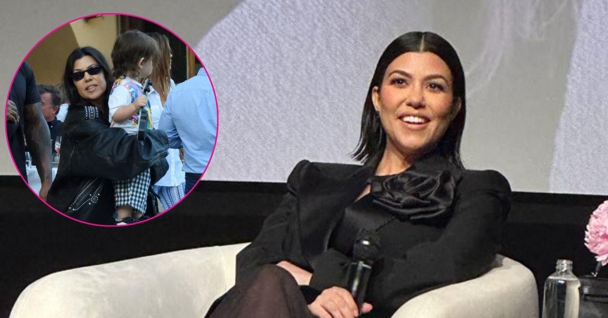 composite photo of kourtney kardashian with son rocky