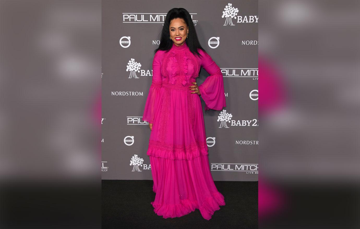 Ayesha Curry Hot Pink Dress Makeup-Free Selfie