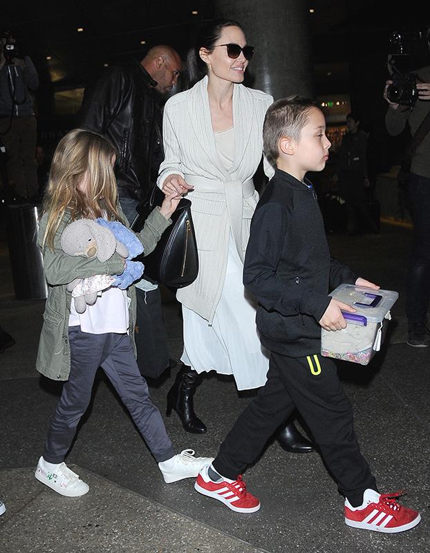 Angelina Jolie Arrives At LAX With All Of Her Kids