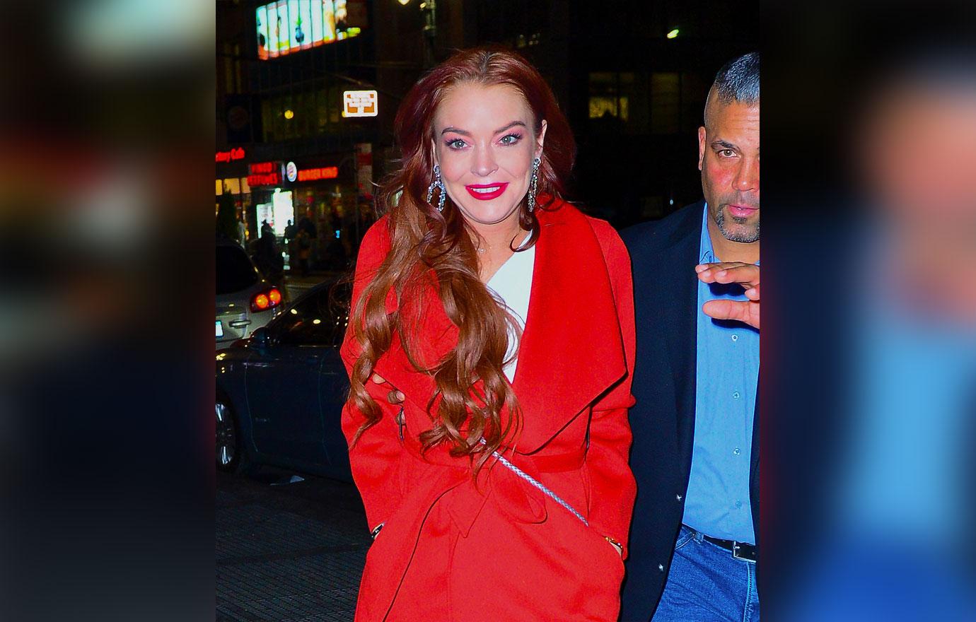 lindsay lohan red jacket