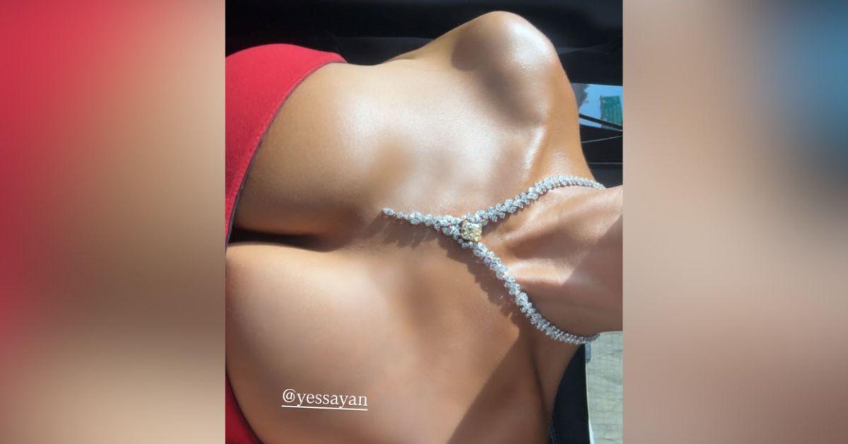 brooks nader cleavage red hot dress alongside wedding date photos