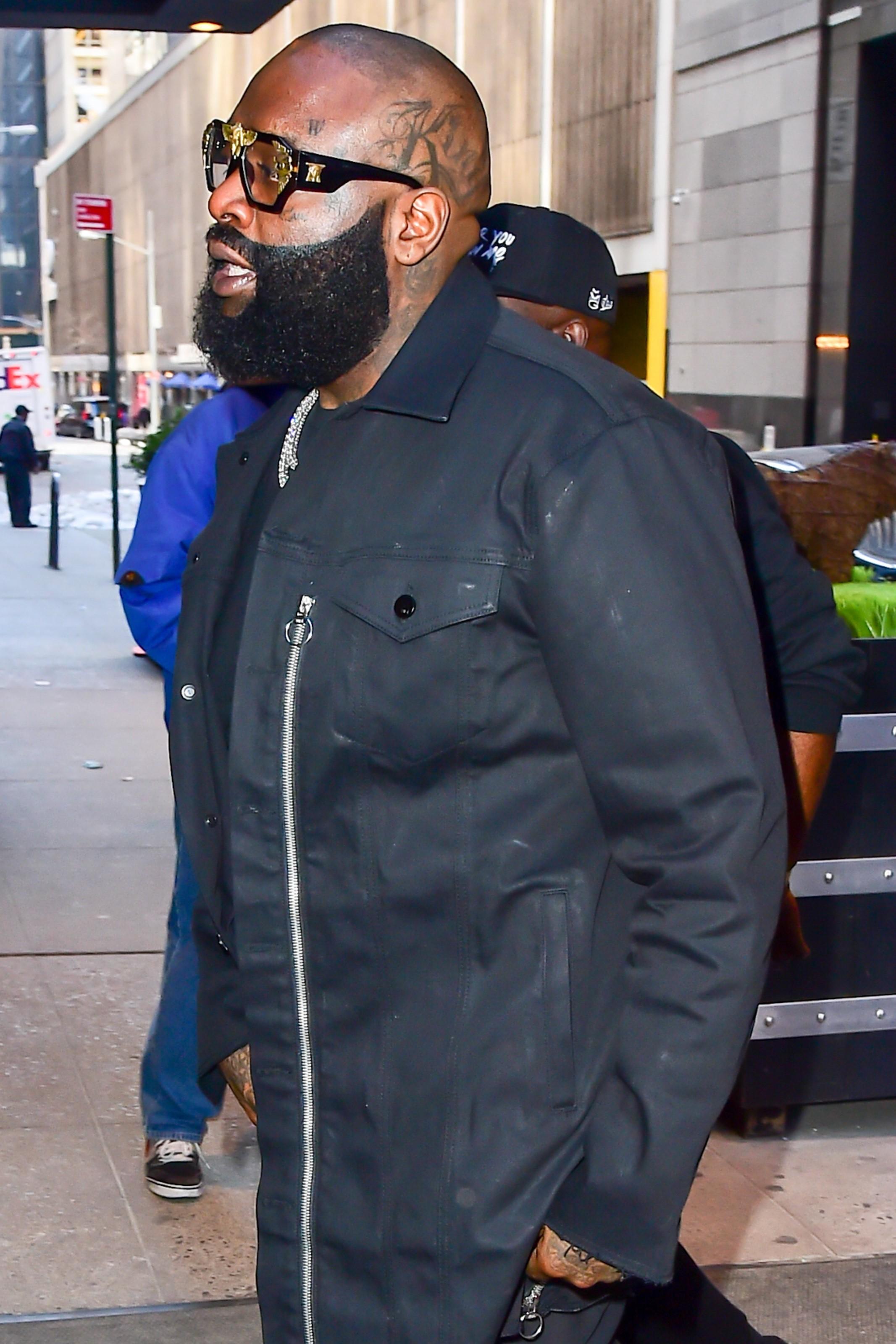 Rick Ross keeps it cool in NYC with his crew