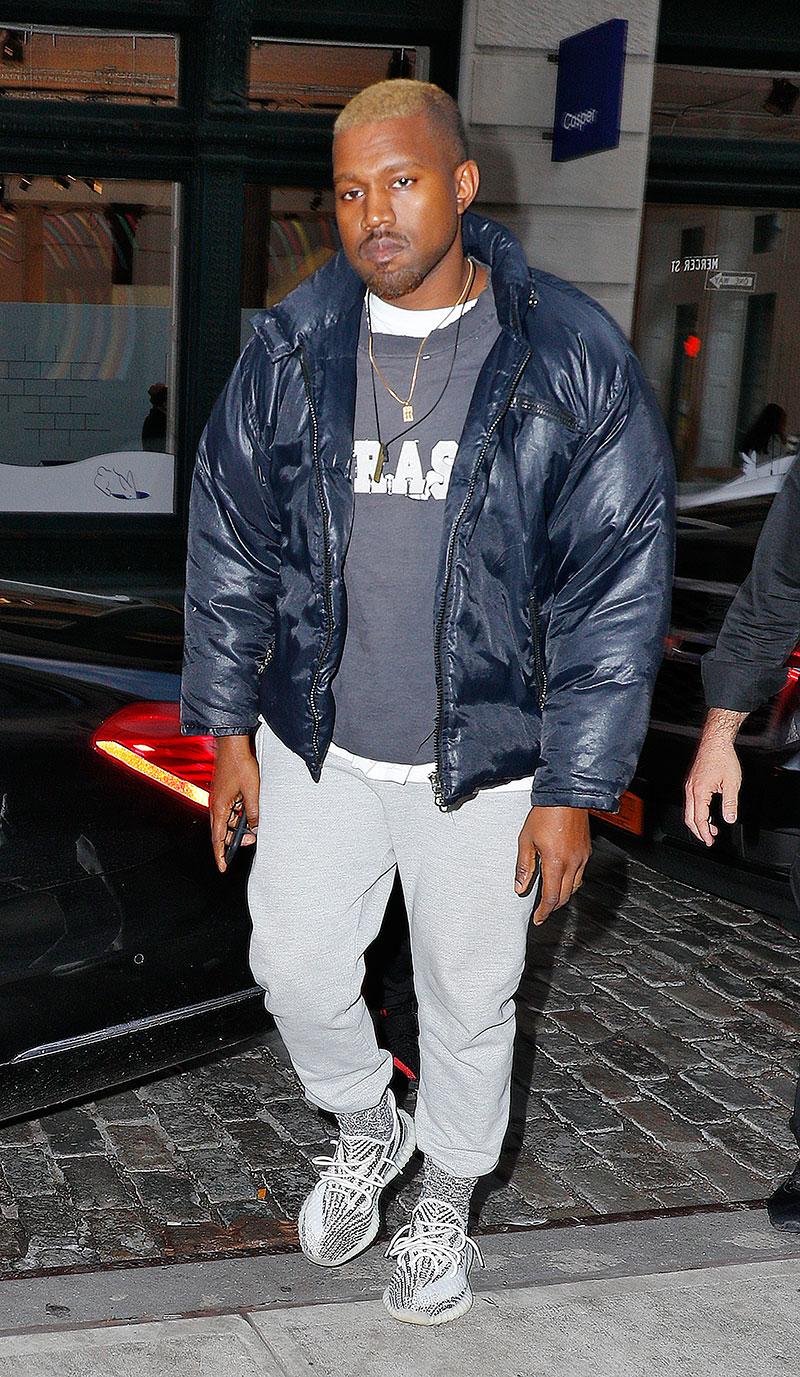 Kanye West looks healthy and relaxed as he is seen SoHo with bleached hair in New York.