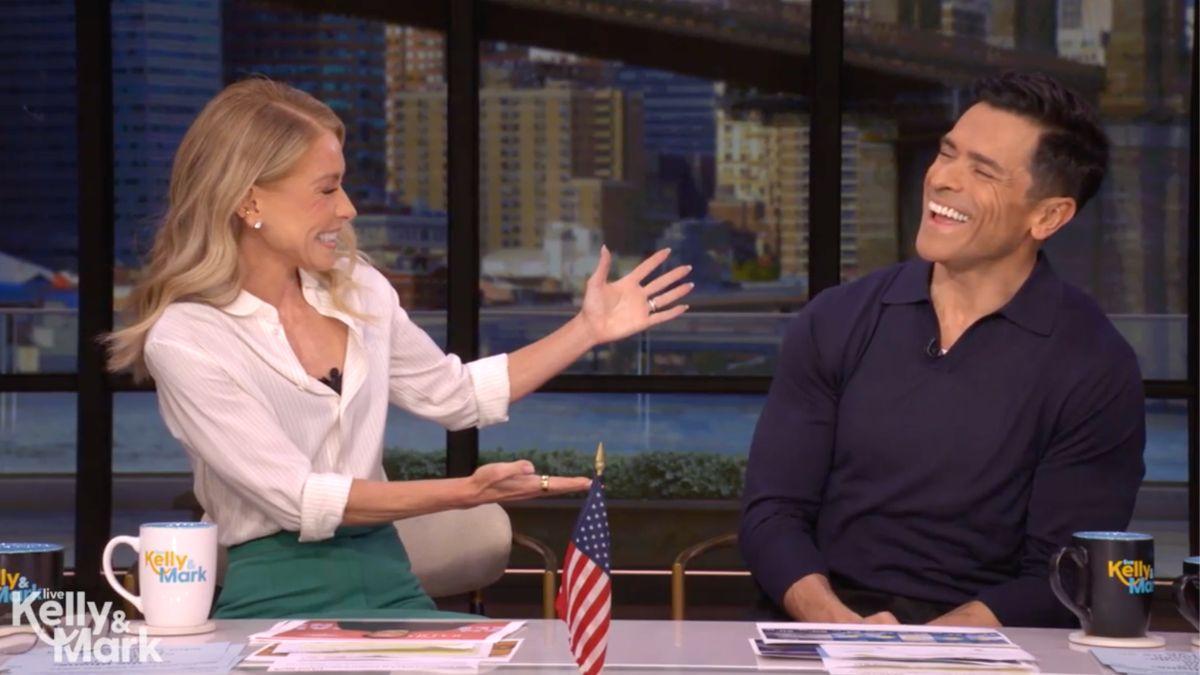 Image of Kelly Ripa praised Mark Consuelos' Broadway debut during 'Live With Kelly and Mark.'