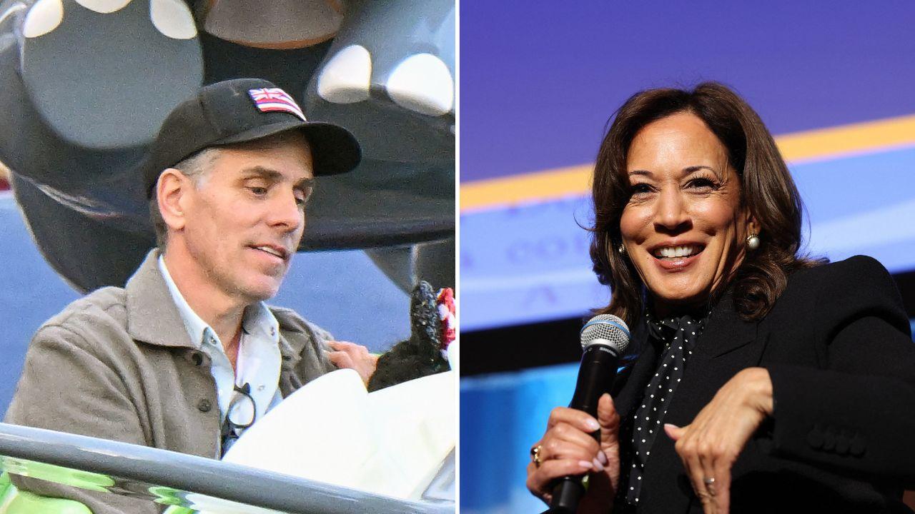 Split image of Hunter Biden and Kamala Harris
