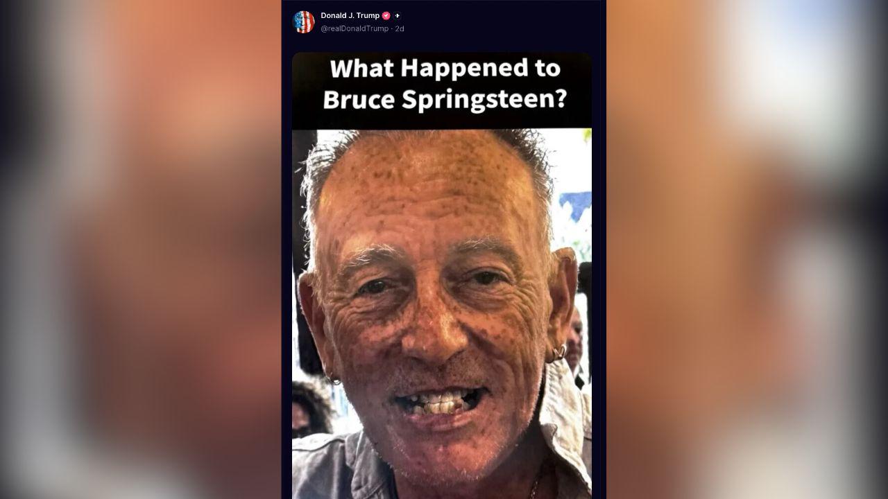 Image of Donald Trump also shared posts mocking Bruce Springsteen while dismissing criticism of his age.