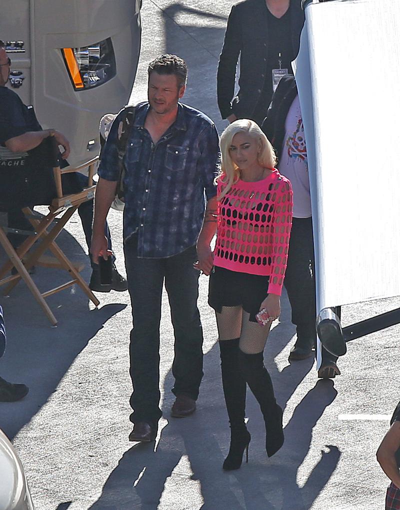 EXCLUSIVE: Gwen Stefani and Blake Shelton seen Backstage  at the billboard awards.