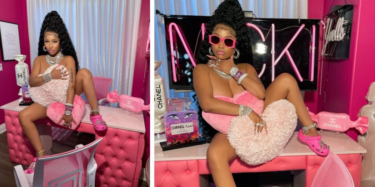 Nicki Minaj Wears Hot Pink Crocs With Chanel Charms