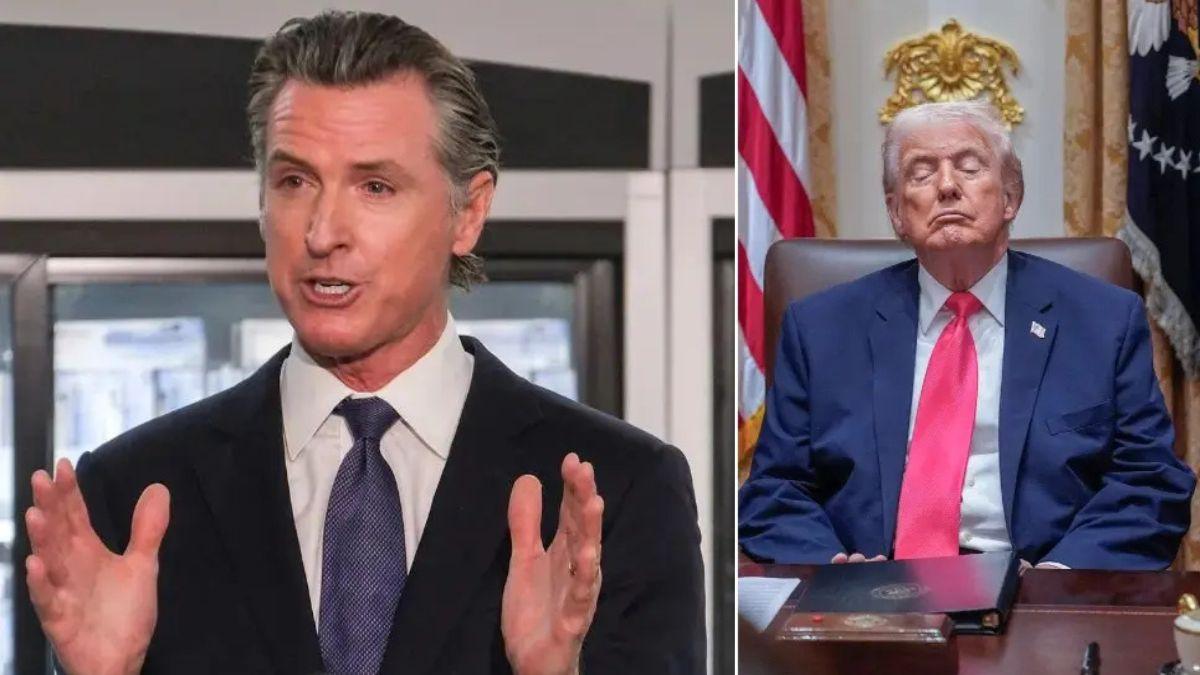 Composite photo of Gavin Newsom and Donald Trump