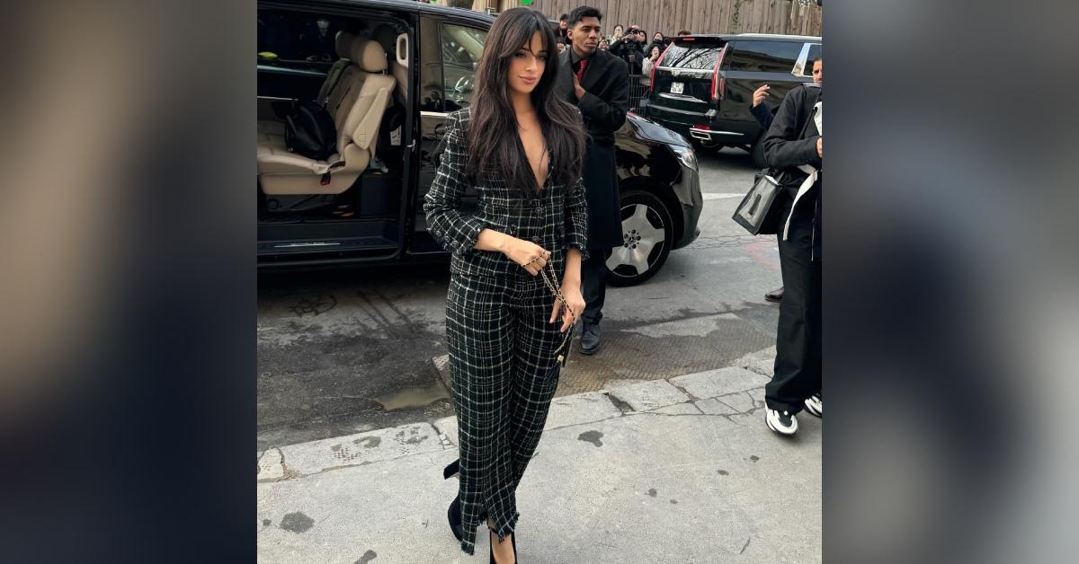 camila cabello low cut blazer paris fashion week boyfriend henry junior chalhoub photos