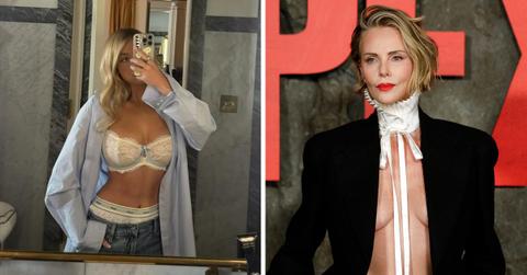 celebrities recently came close nip slip sydney sweeney charlize theron