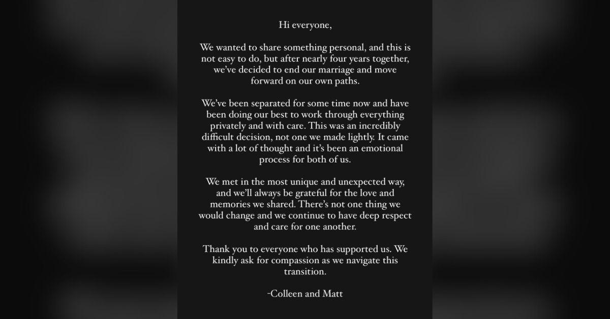 Photo of Colleen Reed and Matt Bolton statement.
