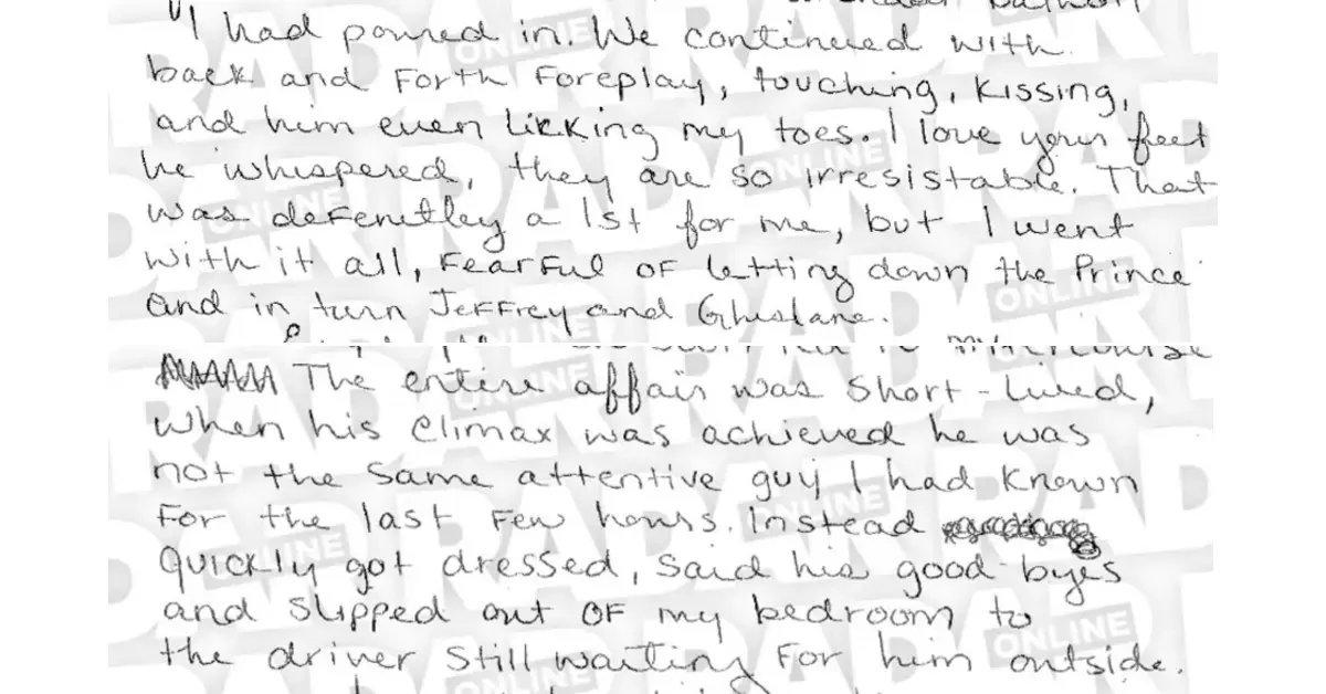 Photo of In Giuffre's diary, she recounted having to engage in a sexual relationship with Andrew.