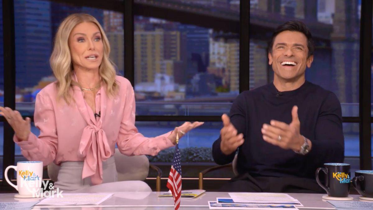 Image of Mark Consuelos' Broadway costars told him he 'had to go on the first night.'