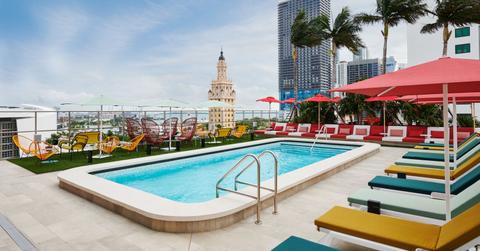 Photo of rooftop pool.