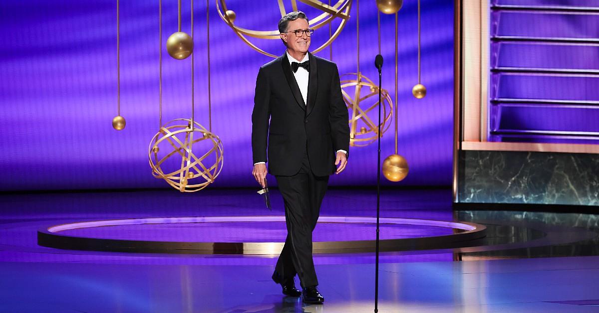 Image of Stephen Colbert appeared at the Emmy Awards after being fired from his late-night talk show gig.