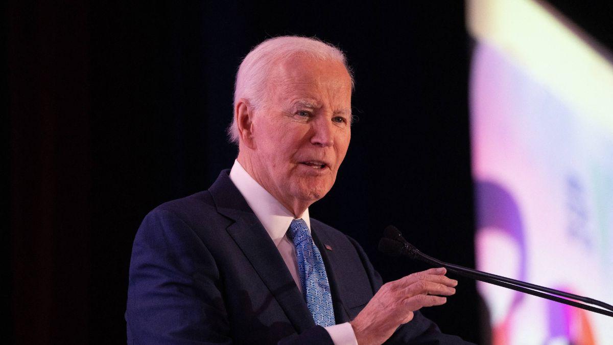 Image of The president also made remarks about Joe Biden while surrounded by children.