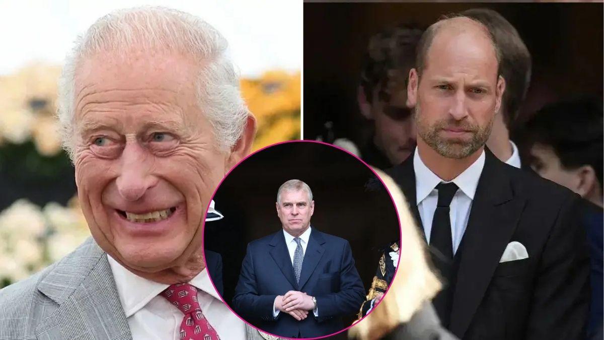 image split of prince William prince Andrew King Charles