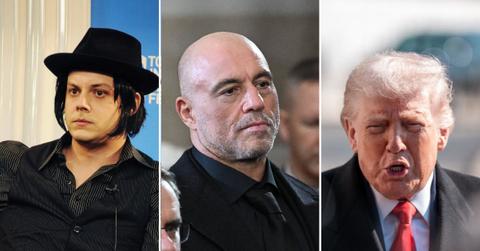 Split photo of Jack White, Joe Rogan and Donald Trump