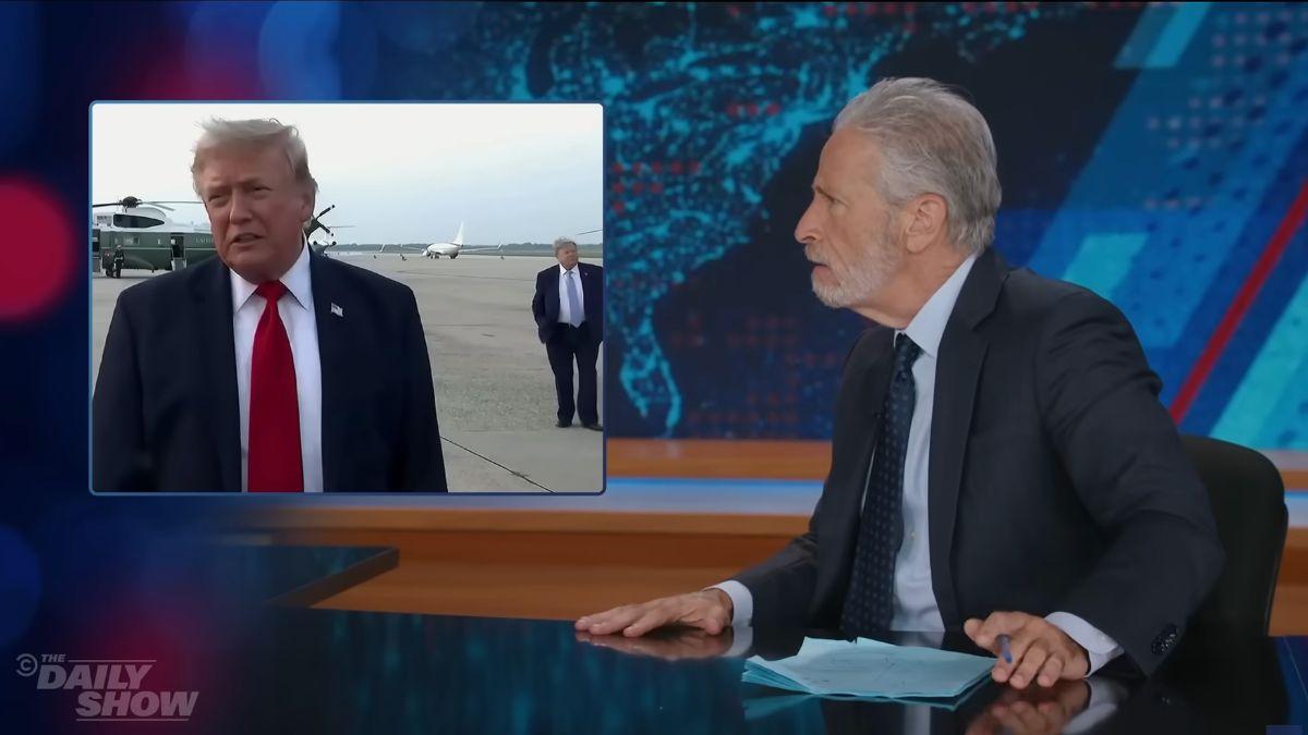 Image of He joked that a ‘back-up Trump’ appeared behind the president.