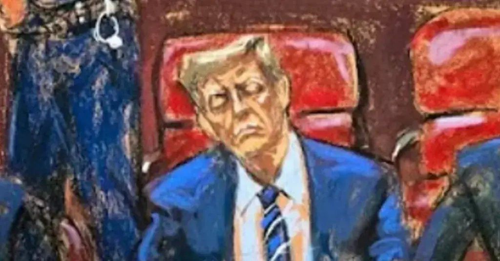 trump courtroom sketch