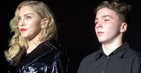 Madonna and son Rocco Ritchie perform at a film premiere