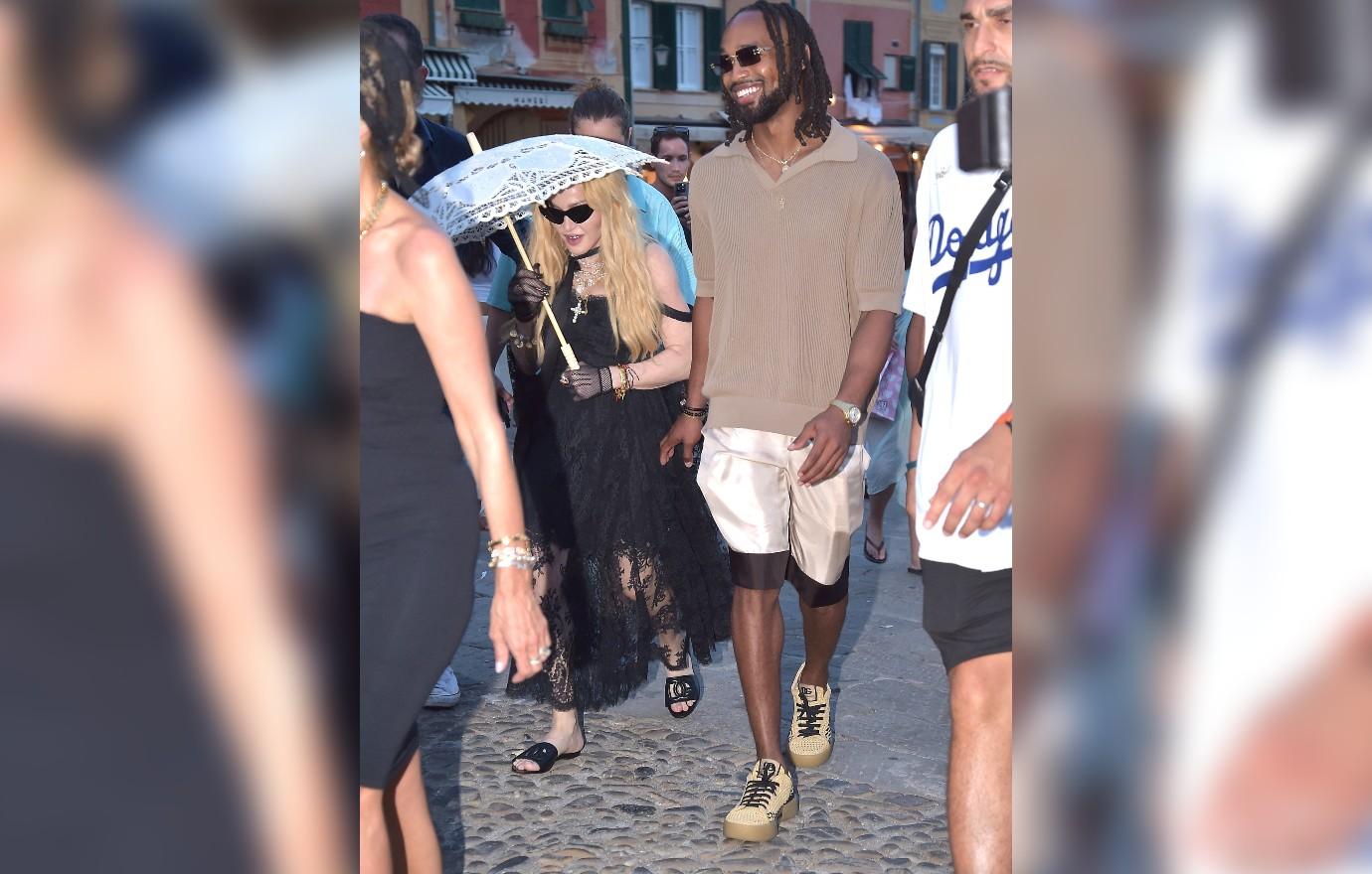 madonna young boyfriend aikeem morris out in portofino