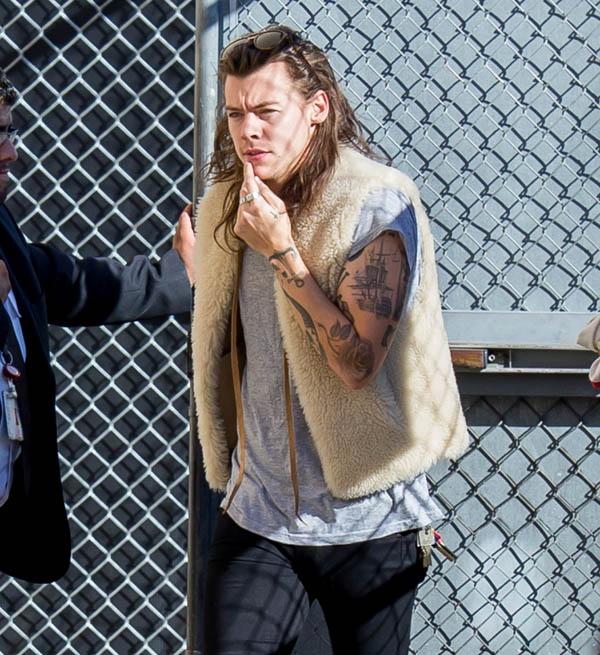 Harry Styles of One Direction seen arriving at Jimmy Kimmel Live!