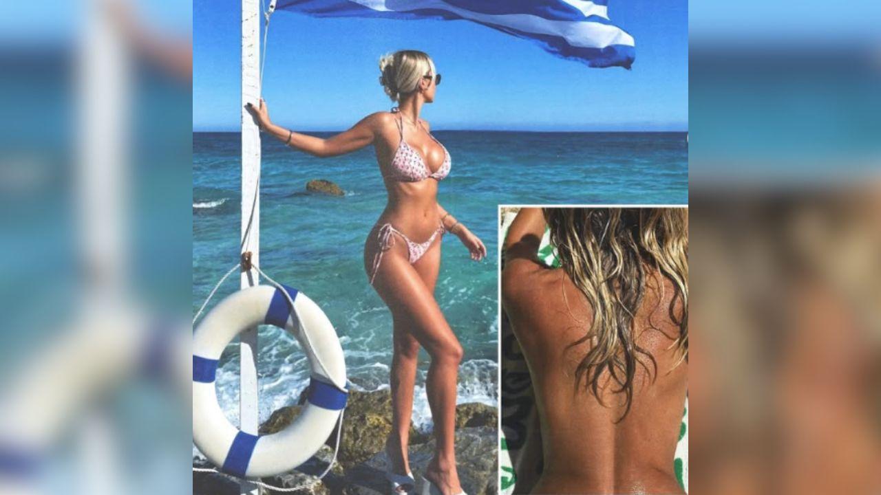 Image of Aubrey O'Day wowed while on vacation in Greece. 