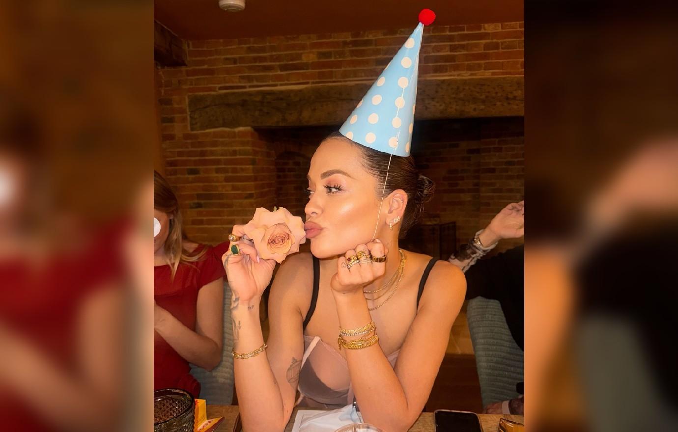 rita ora stuns see through gown poses th birthday celebration photos