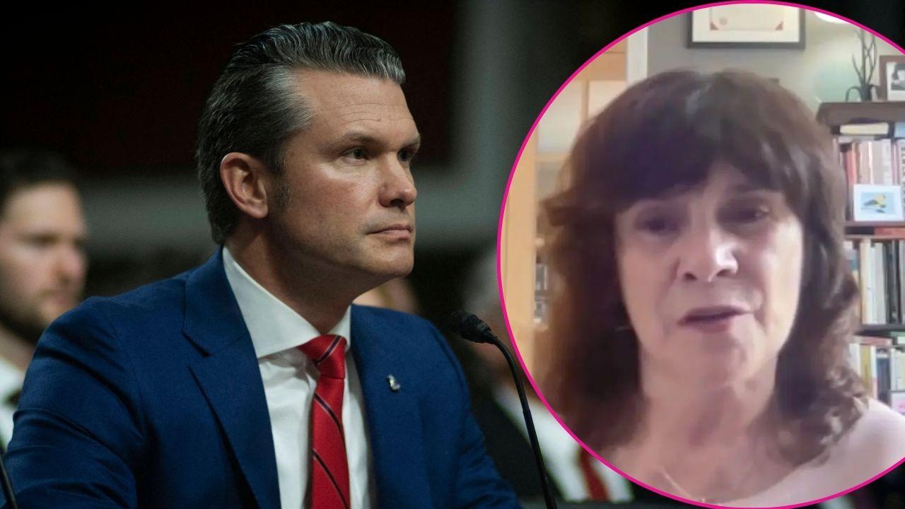 Split photo of Pete Hegseth and Jacqueline Smith