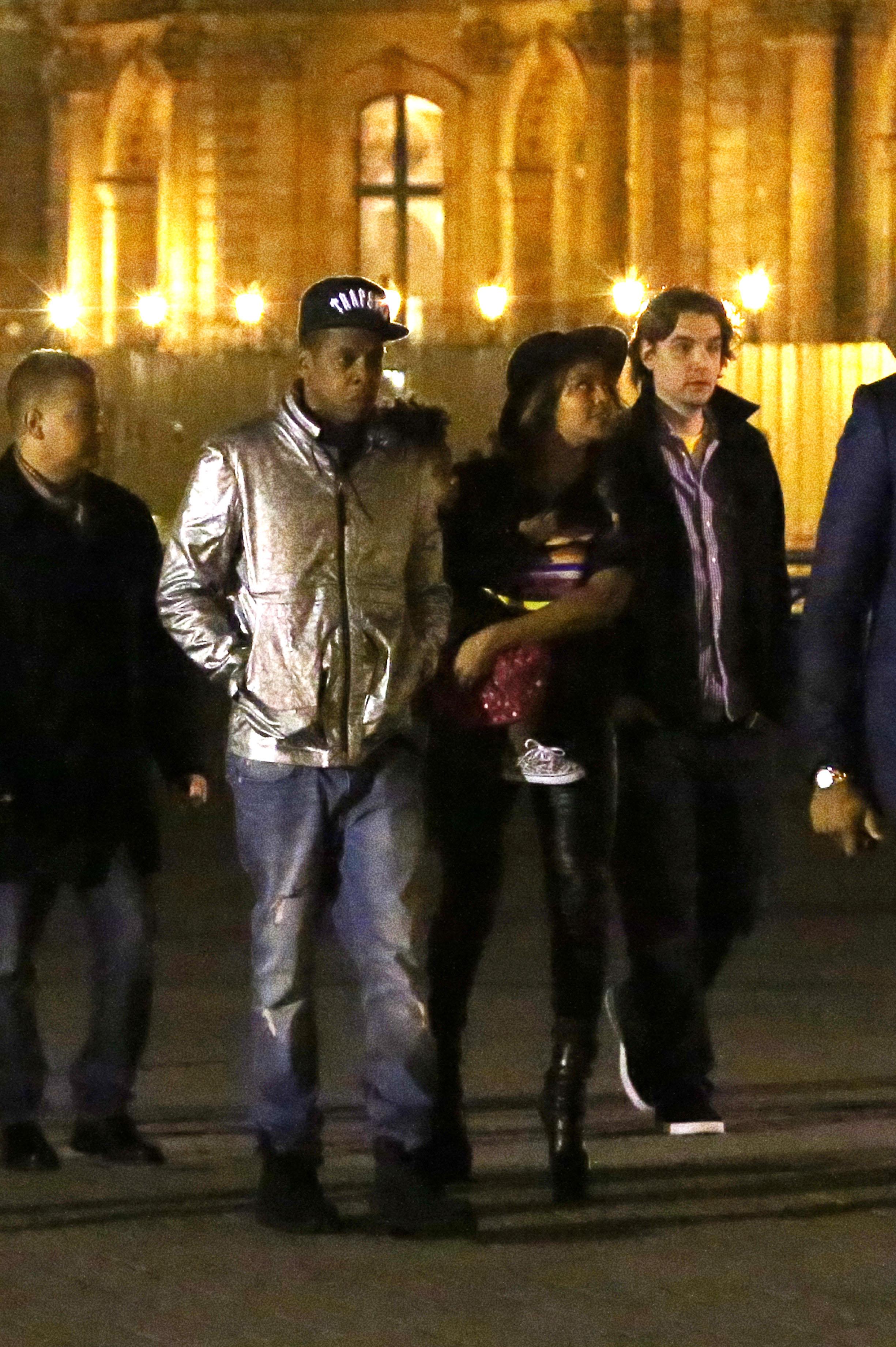 Beyonce Knowles, Jay Z and their daughter Blue Ivy leave Louvres Museum in Paris after a private visit