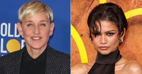 Split photo of Ellen DeGeneres and Zendaya.