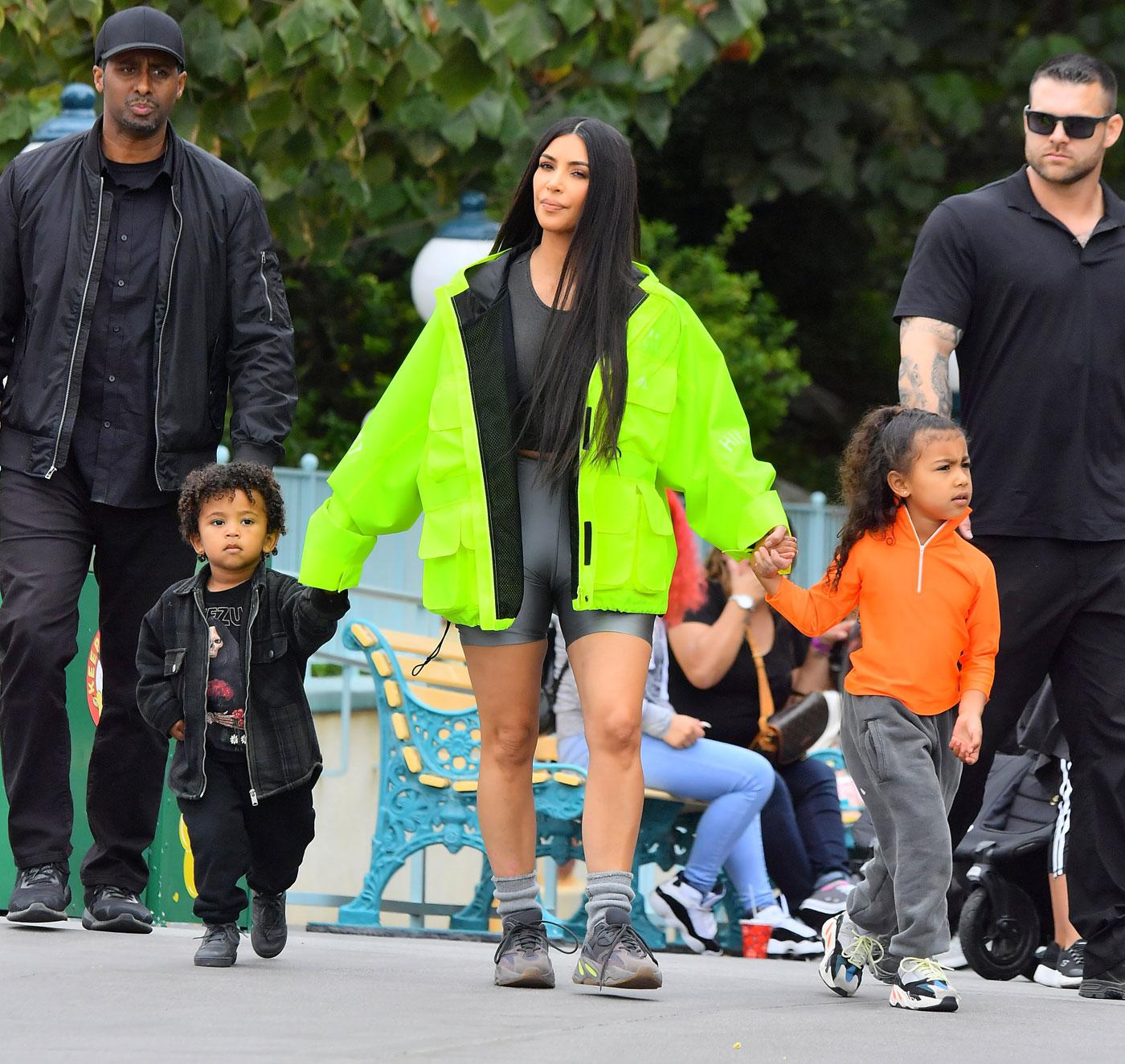 EXCLUSIVE: Kim &amp; Kourtney Kardashian enjoy a day at Disneyland with their kids in Anaheim, CA.