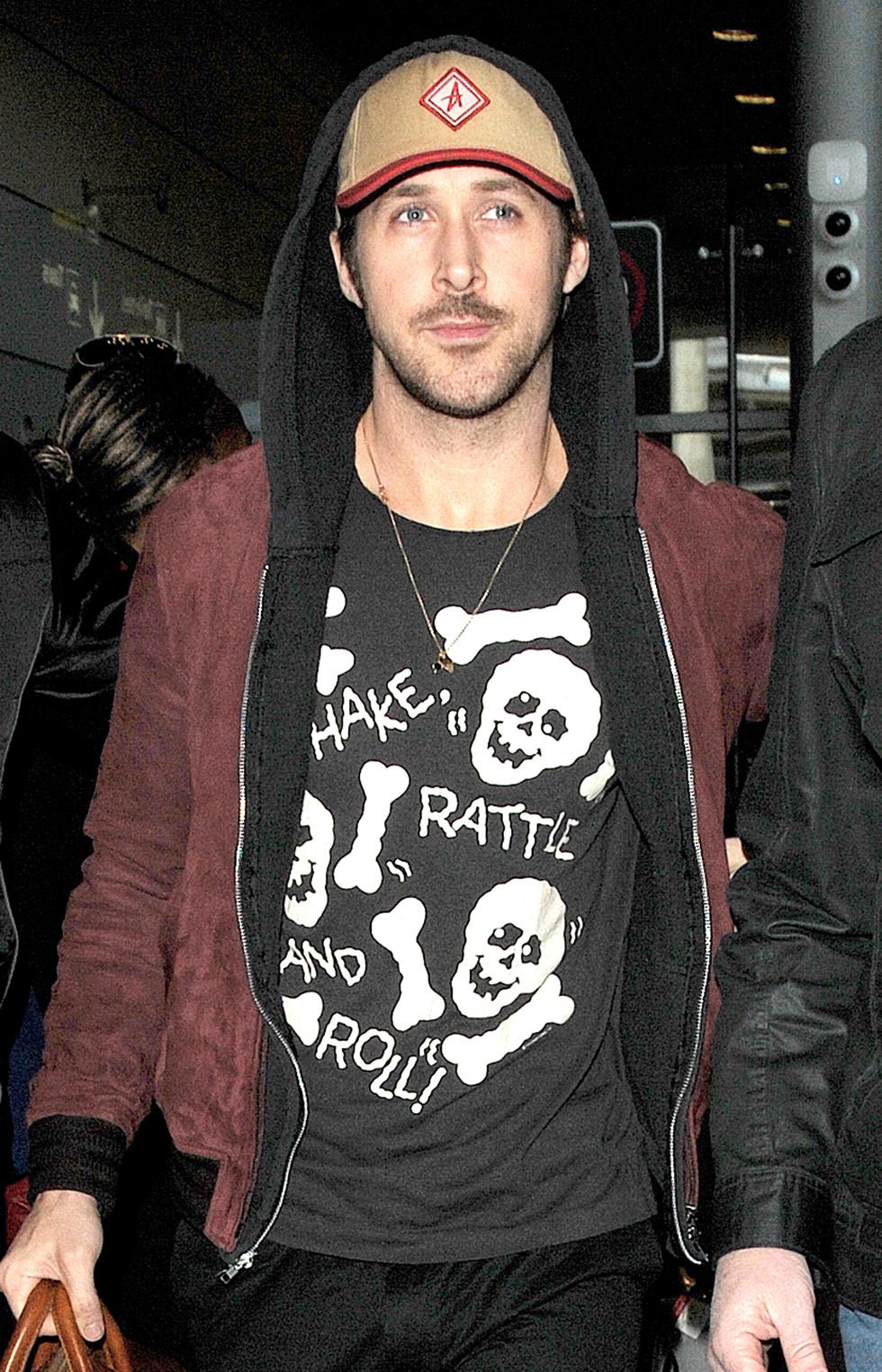 New dad Ryan Gosling lands in Paris to promote &#8216;Lost River&#8217; **USA ONLY**