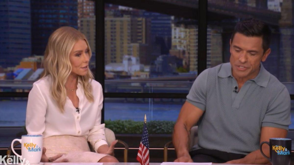Image of Kelly Ripa could not help but laugh as she and Mark Consuelos told the story.